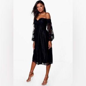 Boohoo off the shoulder lace dress